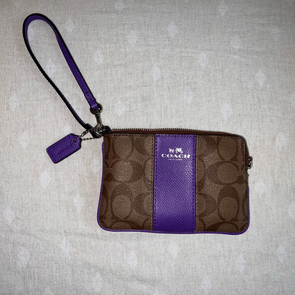 COACH Corner Zip Wristlet In Signature Canvas